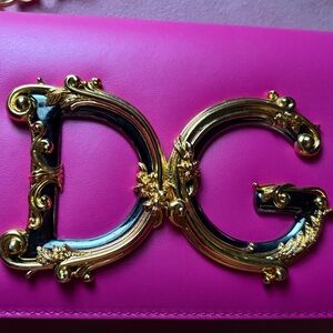 Dolce & Gabbana Fuchsia Clutch with Gold Accents